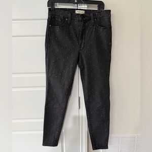 Madewell Black Gold Studded Cigarette Jeans Size 10 High Rise